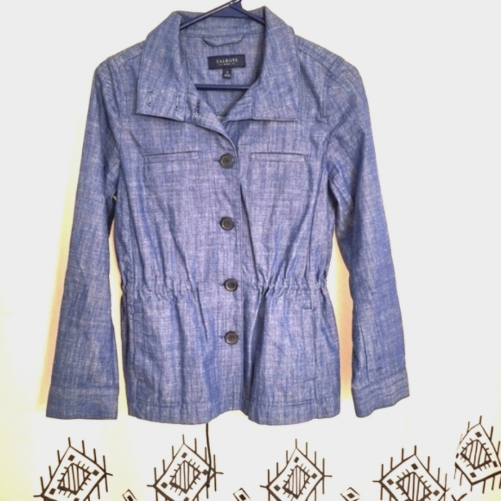 SALE! Talbots Twill Jacket Chambray Size Petite P (0-2)